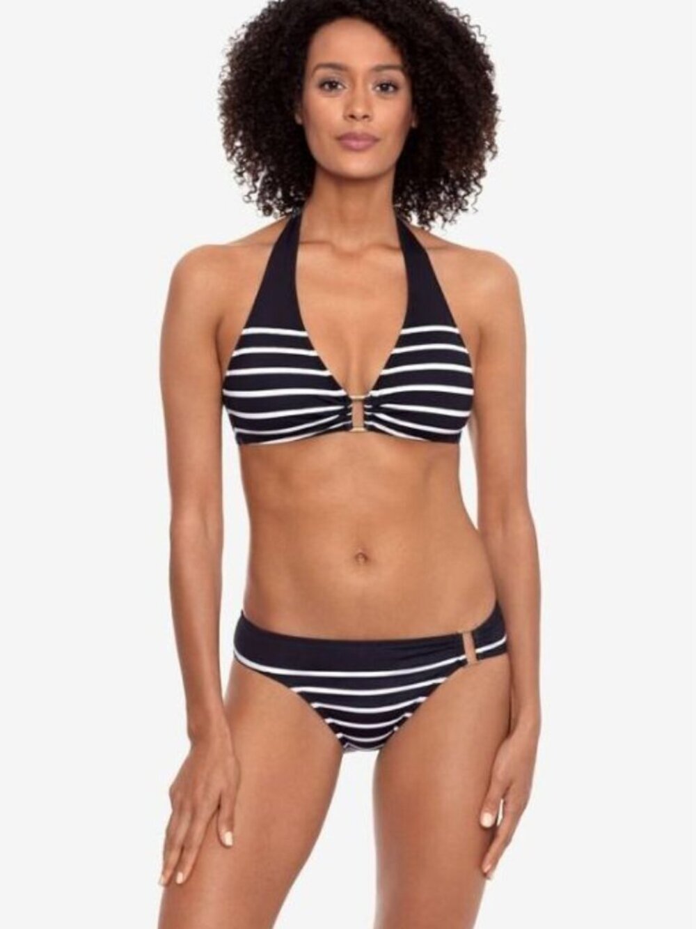 NEW! Ralph Lauren Women's 16 Striped Ring-Front Bikini Top & Bottom NWT $180